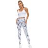 imageTHE GYM PEOPLE Thick High Waist Yoga Pants with Pockets Tummy Control Workout Running Yoga Leggings for WomenBlackMarble White