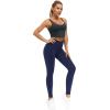 imageTHE GYM PEOPLE Thick High Waist Yoga Pants with Pockets Tummy Control Workout Running Yoga Leggings for WomenBlue