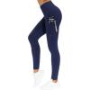 imageTHE GYM PEOPLE Thick High Waist Yoga Pants with Pockets Tummy Control Workout Running Yoga Leggings for WomenBlue