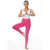 imageTHE GYM PEOPLE Thick High Waist Yoga Pants with Pockets Tummy Control Workout Running Yoga Leggings for WomenBright Pink