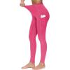 imageTHE GYM PEOPLE Thick High Waist Yoga Pants with Pockets Tummy Control Workout Running Yoga Leggings for WomenBright Pink