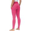 imageTHE GYM PEOPLE Thick High Waist Yoga Pants with Pockets Tummy Control Workout Running Yoga Leggings for WomenBright Pink