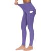 imageTHE GYM PEOPLE Thick High Waist Yoga Pants with Pockets Tummy Control Workout Running Yoga Leggings for WomenBright Purple