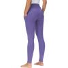 imageTHE GYM PEOPLE Thick High Waist Yoga Pants with Pockets Tummy Control Workout Running Yoga Leggings for WomenBright Purple