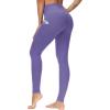 imageTHE GYM PEOPLE Thick High Waist Yoga Pants with Pockets Tummy Control Workout Running Yoga Leggings for WomenBright Purple