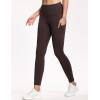 imageTHE GYM PEOPLE Thick High Waist Yoga Pants with Pockets Tummy Control Workout Running Yoga Leggings for WomenBrown