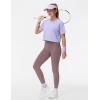 imageTHE GYM PEOPLE Thick High Waist Yoga Pants with Pockets Tummy Control Workout Running Yoga Leggings for WomenBrown Purple