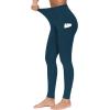 imageTHE GYM PEOPLE Thick High Waist Yoga Pants with Pockets Tummy Control Workout Running Yoga Leggings for WomenDark Blue Green