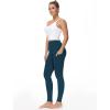 imageTHE GYM PEOPLE Thick High Waist Yoga Pants with Pockets Tummy Control Workout Running Yoga Leggings for WomenDark Blue Green