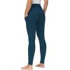 imageTHE GYM PEOPLE Thick High Waist Yoga Pants with Pockets Tummy Control Workout Running Yoga Leggings for WomenDark Blue Green