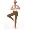 imageTHE GYM PEOPLE Thick High Waist Yoga Pants with Pockets Tummy Control Workout Running Yoga Leggings for WomenDark Brown