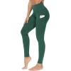 imageTHE GYM PEOPLE Thick High Waist Yoga Pants with Pockets Tummy Control Workout Running Yoga Leggings for WomenDark Green