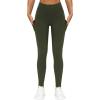 imageTHE GYM PEOPLE Thick High Waist Yoga Pants with Pockets Tummy Control Workout Running Yoga Leggings for WomenDark Olive