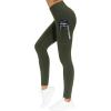 imageTHE GYM PEOPLE Thick High Waist Yoga Pants with Pockets Tummy Control Workout Running Yoga Leggings for WomenDark Olive