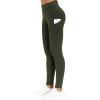 imageTHE GYM PEOPLE Thick High Waist Yoga Pants with Pockets Tummy Control Workout Running Yoga Leggings for WomenDark Olive