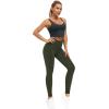 imageTHE GYM PEOPLE Thick High Waist Yoga Pants with Pockets Tummy Control Workout Running Yoga Leggings for WomenDark Olive