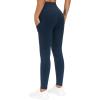 imageTHE GYM PEOPLE Thick High Waist Yoga Pants with Pockets Tummy Control Workout Running Yoga Leggings for WomenFleece Blue