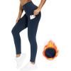 imageTHE GYM PEOPLE Thick High Waist Yoga Pants with Pockets Tummy Control Workout Running Yoga Leggings for WomenFleece Blue