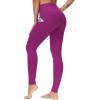 imageTHE GYM PEOPLE Thick High Waist Yoga Pants with Pockets Tummy Control Workout Running Yoga Leggings for WomenFuchsia
