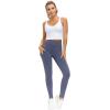 imageTHE GYM PEOPLE Thick High Waist Yoga Pants with Pockets Tummy Control Workout Running Yoga Leggings for WomenInk Blue