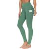 imageTHE GYM PEOPLE Thick High Waist Yoga Pants with Pockets Tummy Control Workout Running Yoga Leggings for WomenLight Green