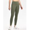 imageTHE GYM PEOPLE Thick High Waist Yoga Pants with Pockets Tummy Control Workout Running Yoga Leggings for WomenOlive Green