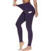 imageTHE GYM PEOPLE Thick High Waist Yoga Pants with Pockets Tummy Control Workout Running Yoga Leggings for WomenPurple