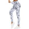 imageTHE GYM PEOPLE Thick High Waist Yoga Pants with Pockets Tummy Control Workout Running Yoga Leggings for WomenBlackMarble White