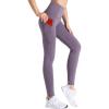 imageTHE GYM PEOPLE Thick High Waist Yoga Pants with Pockets Tummy Control Workout Running Yoga Leggings for WomenLight Purple