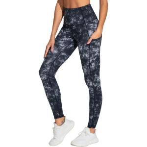 imageTHE GYM PEOPLE Thick High Waist Yoga Pants with Pockets Tummy Control Workout Running Yoga Leggings for WomenBlackwhitedarkgreen