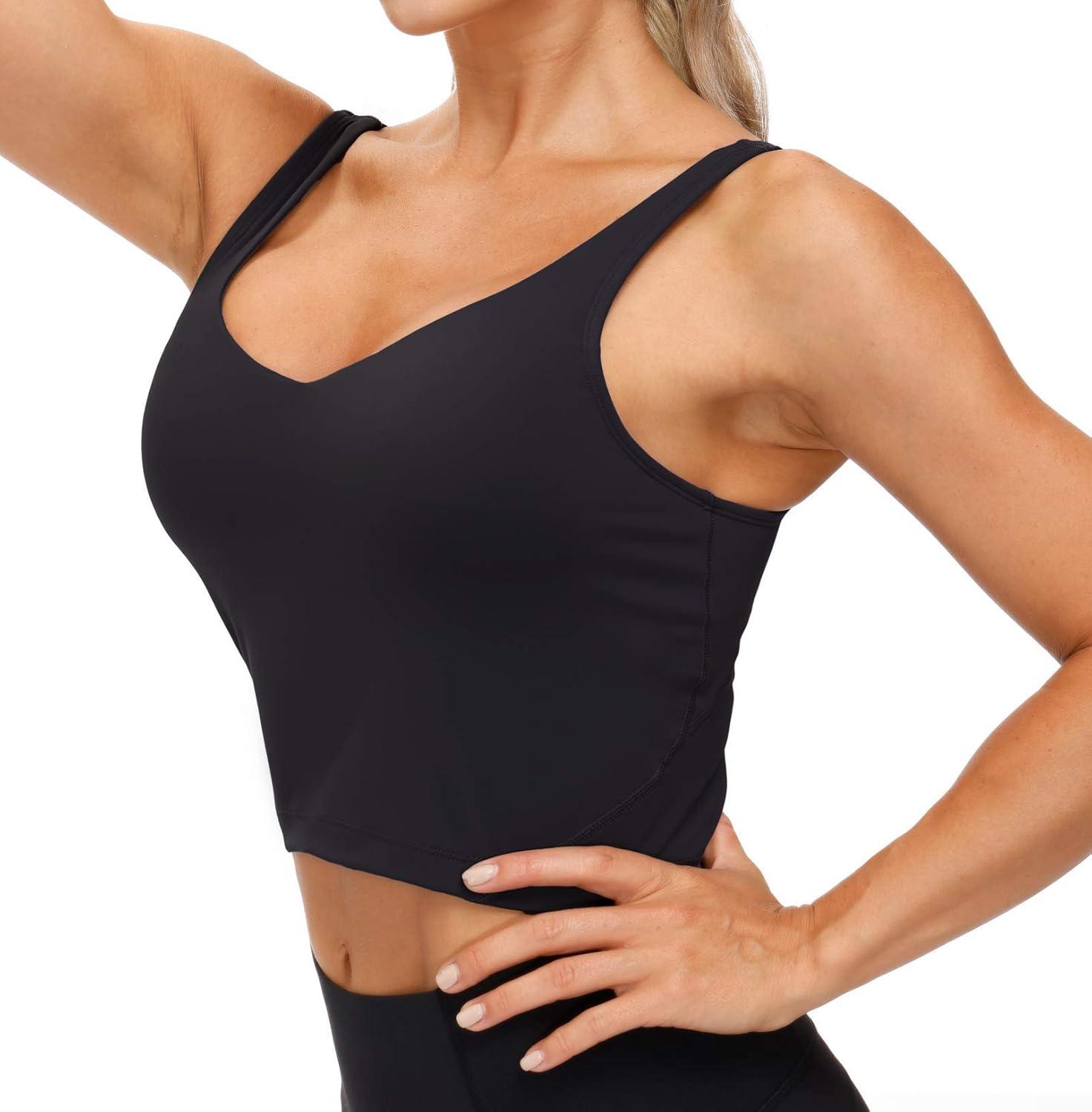 imageTHE GYM PEOPLE Womens Sports Bra Longline Wirefree Padded with Medium SupportBlack