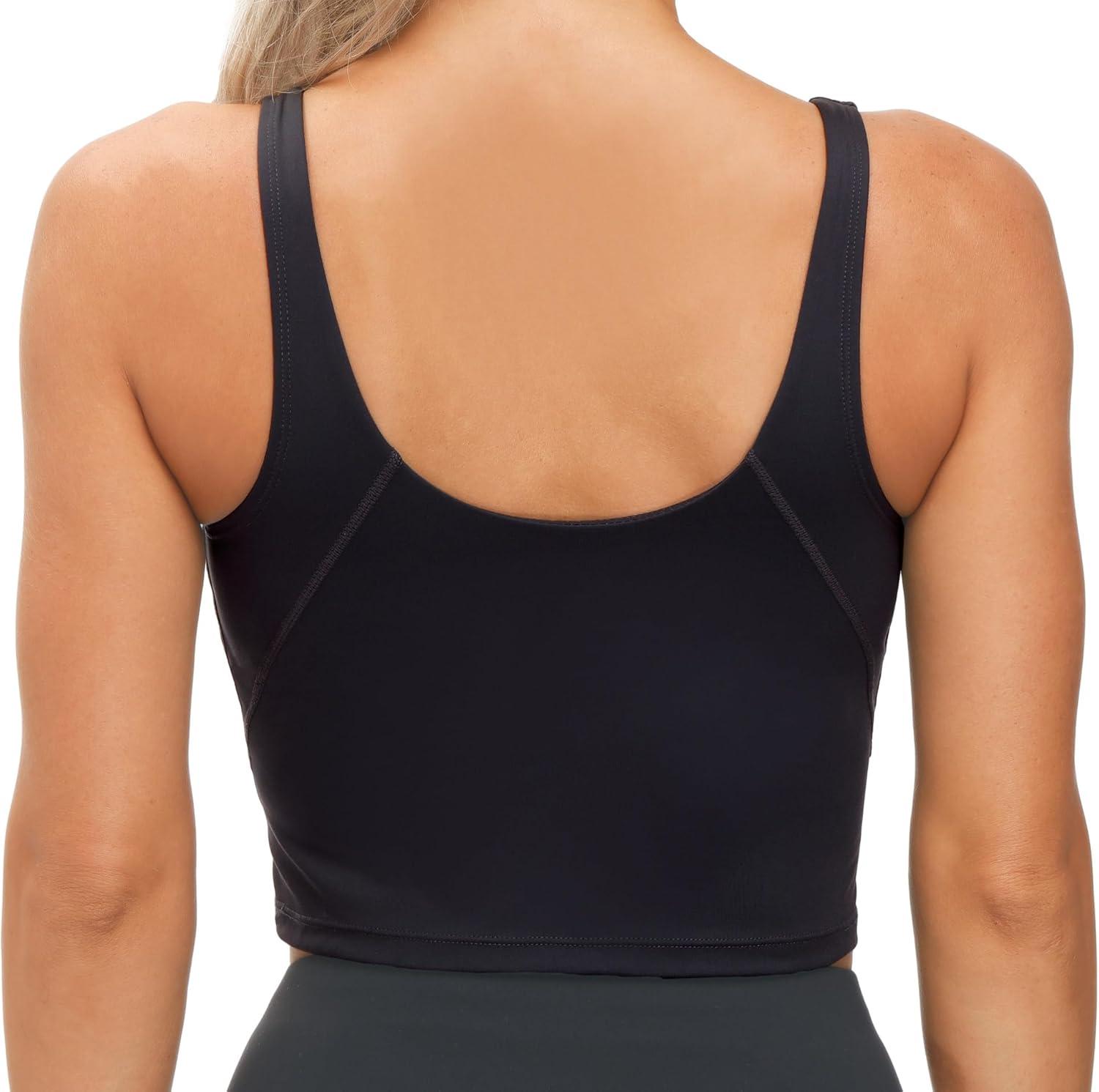 imageTHE GYM PEOPLE Womens Sports Bra Longline Wirefree Padded with Medium SupportBlack