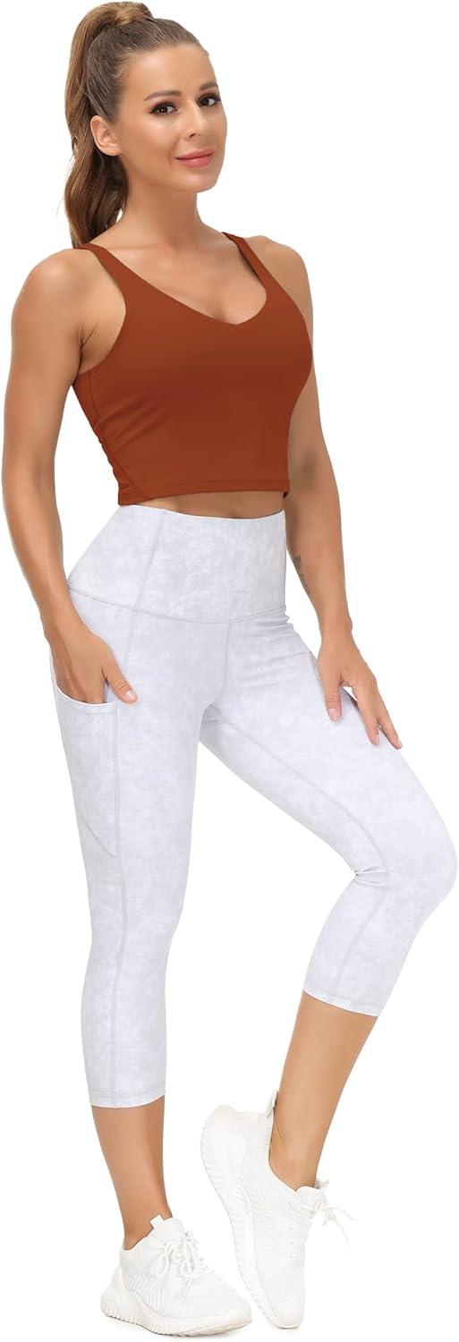 imageTHE GYM PEOPLE Womens Sports Bra Longline Wirefree Padded with Medium SupportBrick Red