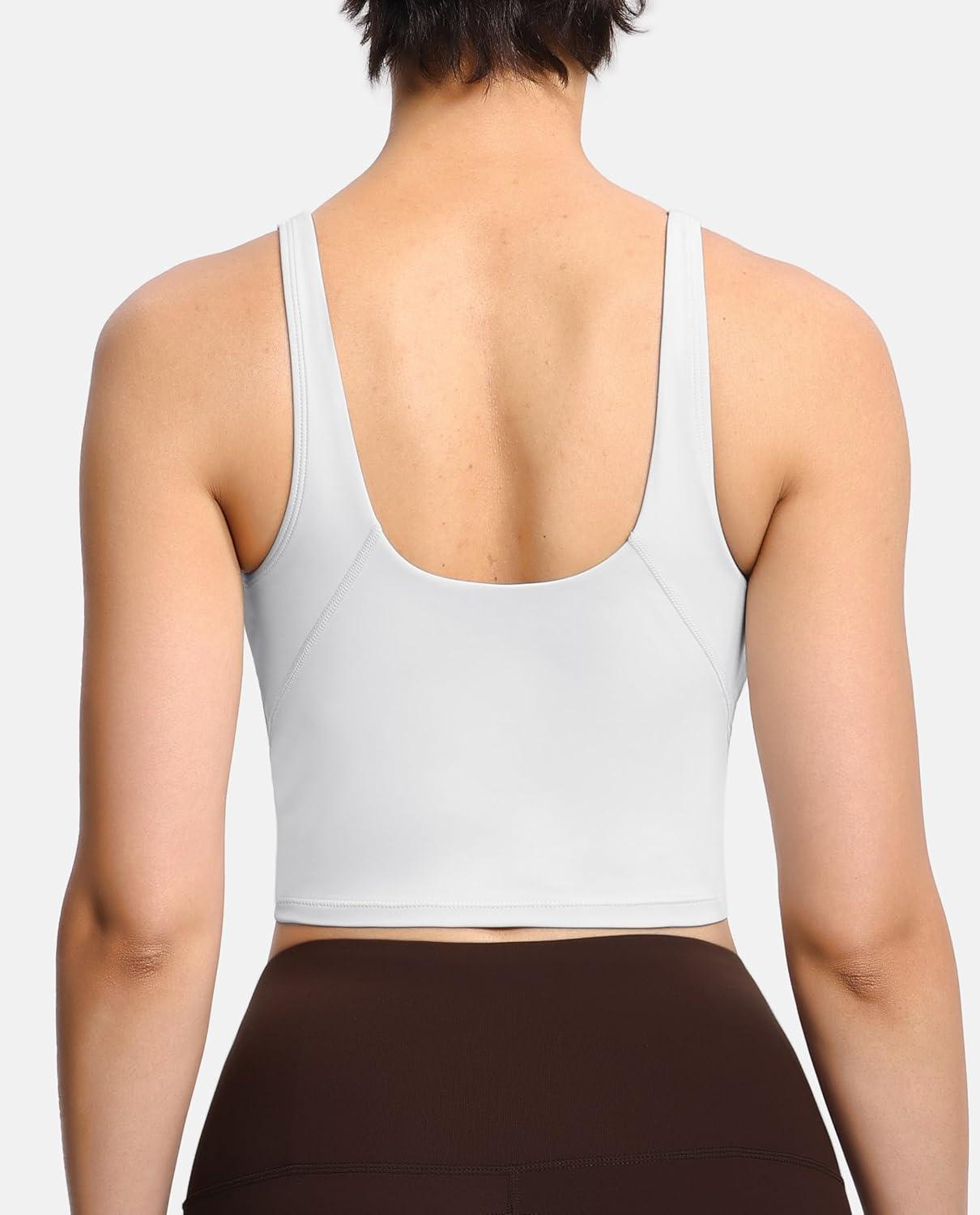 imageTHE GYM PEOPLE Womens Sports Bra Longline Wirefree Padded with Medium SupportBright Grey