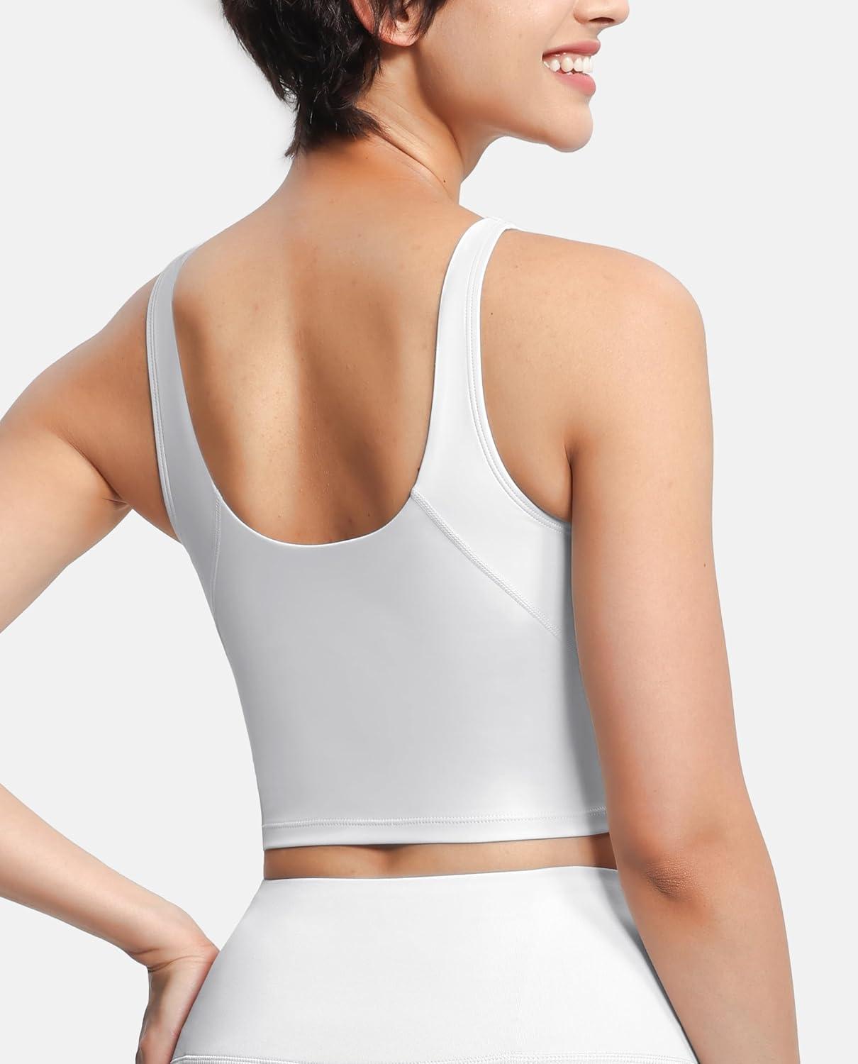 imageTHE GYM PEOPLE Womens Sports Bra Longline Wirefree Padded with Medium SupportBright Grey