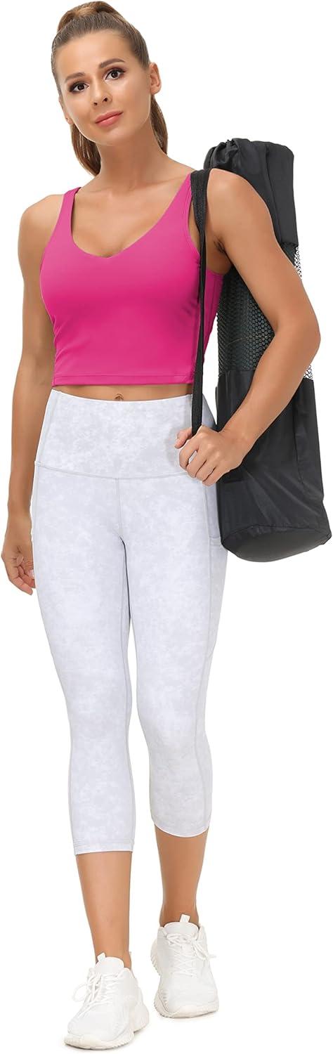 imageTHE GYM PEOPLE Womens Sports Bra Longline Wirefree Padded with Medium SupportBright Pink