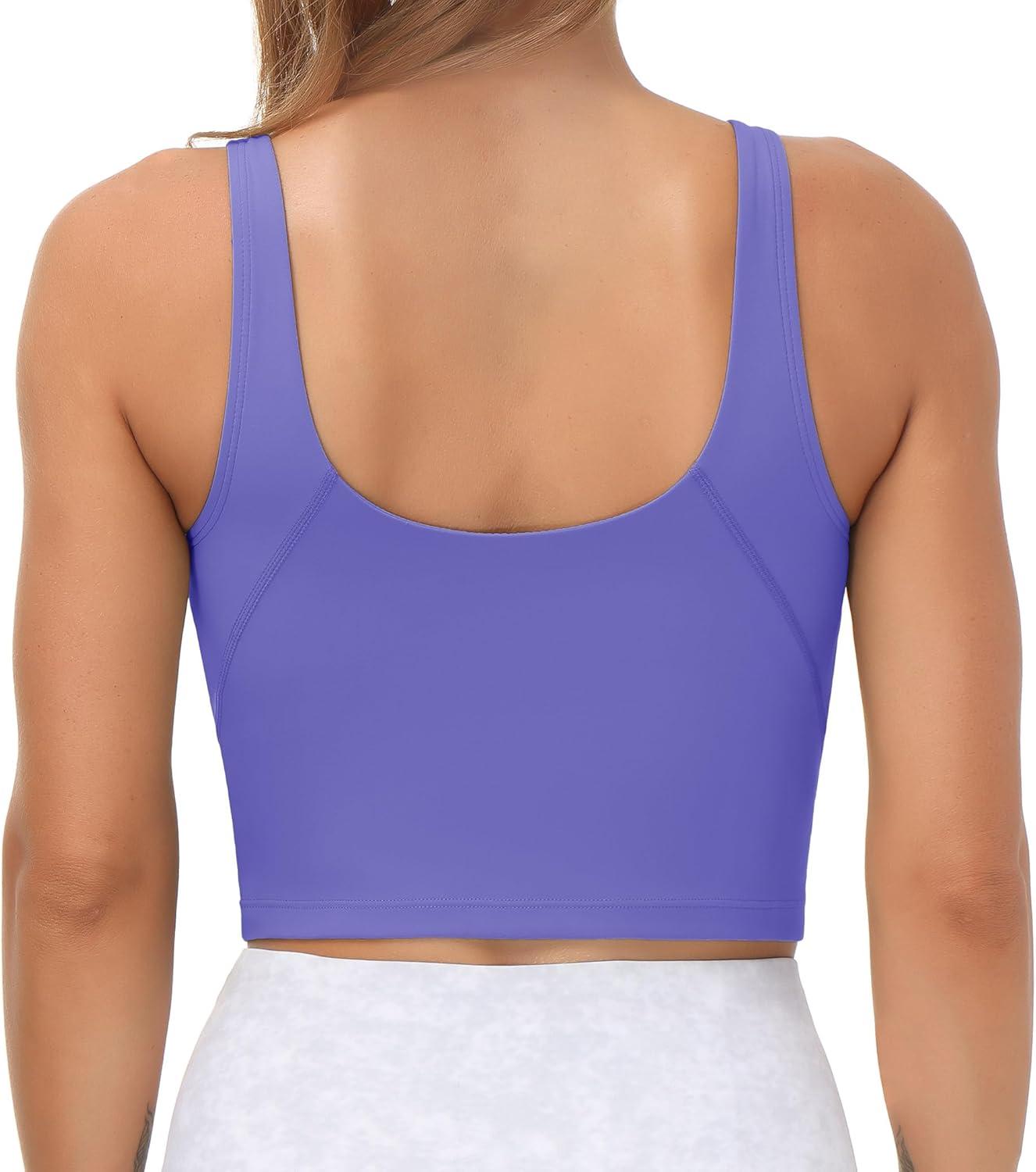 imageTHE GYM PEOPLE Womens Sports Bra Longline Wirefree Padded with Medium SupportBright Purple