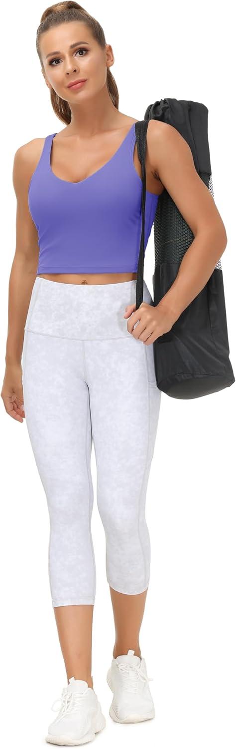 imageTHE GYM PEOPLE Womens Sports Bra Longline Wirefree Padded with Medium SupportBright Purple