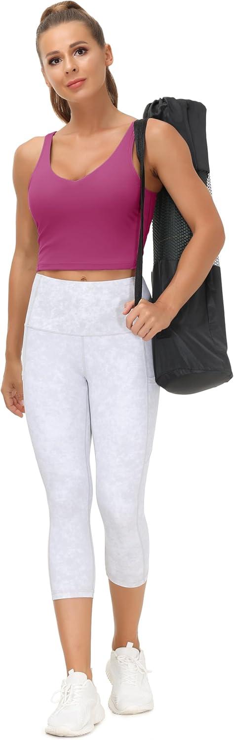 imageTHE GYM PEOPLE Womens Sports Bra Longline Wirefree Padded with Medium SupportFuchsia