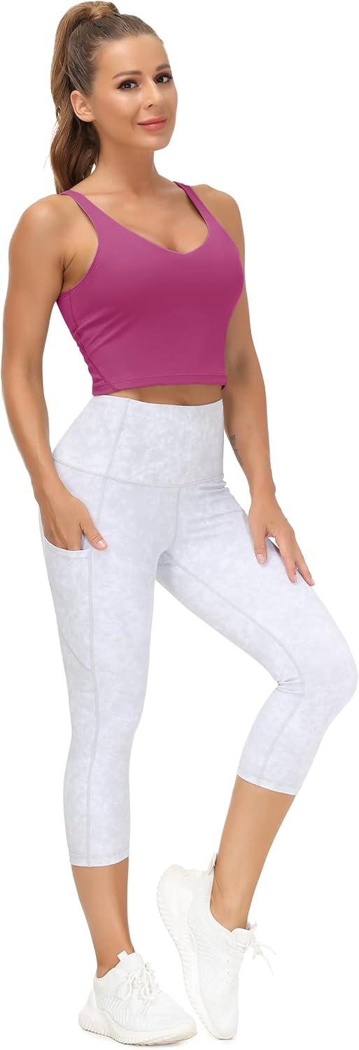 imageTHE GYM PEOPLE Womens Sports Bra Longline Wirefree Padded with Medium SupportFuchsia