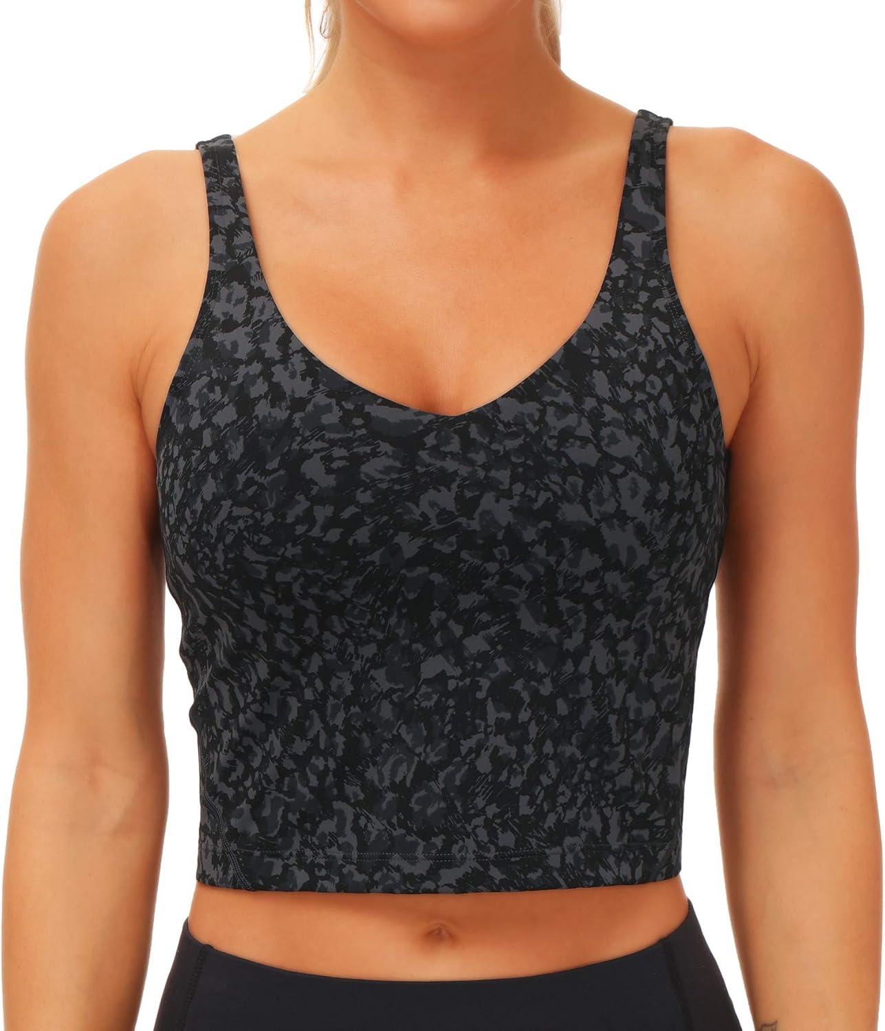 imageTHE GYM PEOPLE Womens Sports Bra Longline Wirefree Padded with Medium SupportGraffiti
