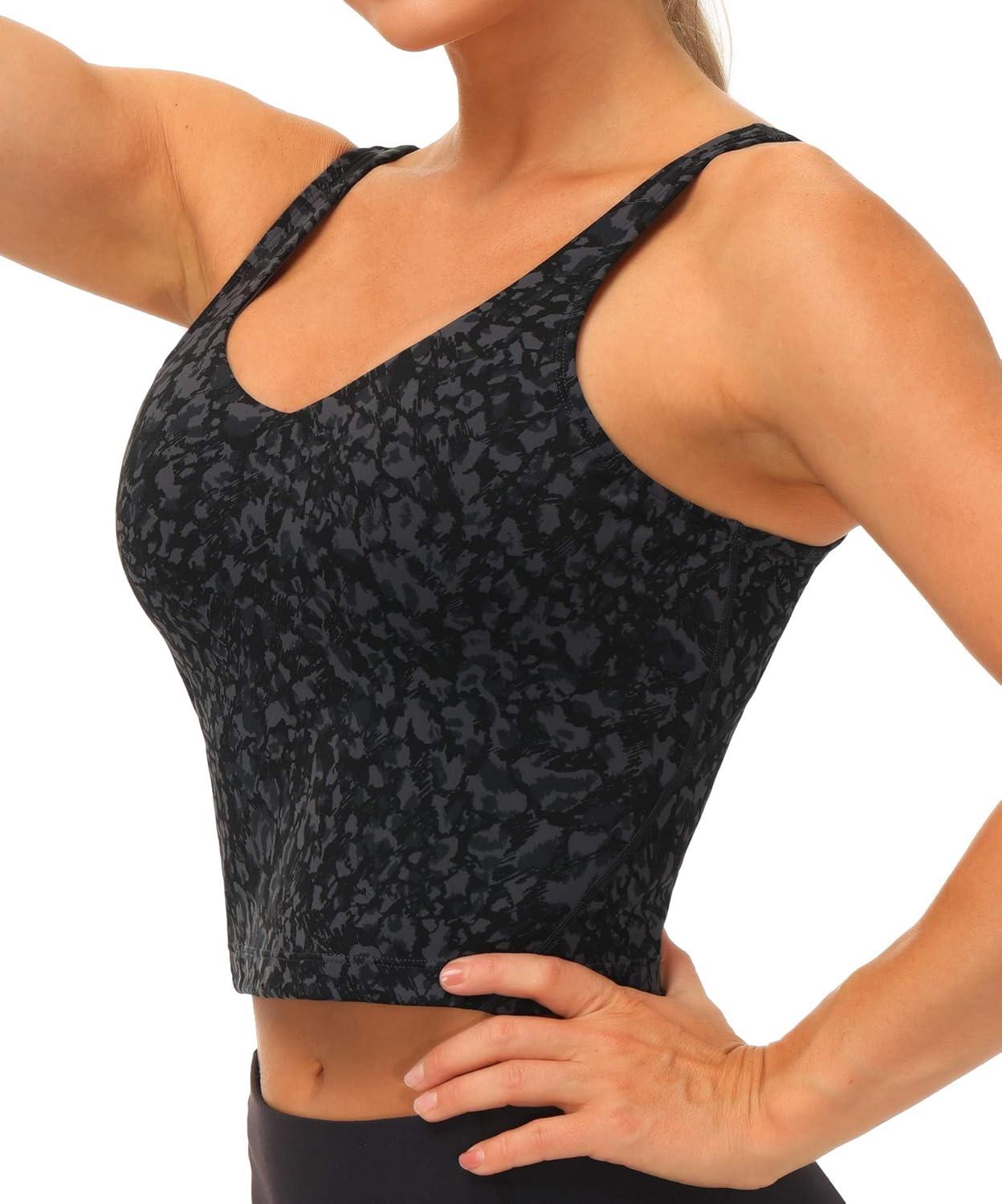 imageTHE GYM PEOPLE Womens Sports Bra Longline Wirefree Padded with Medium SupportGraffiti