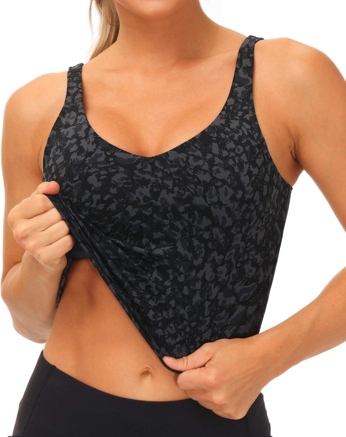 imageTHE GYM PEOPLE Womens Sports Bra Longline Wirefree Padded with Medium SupportGraffiti