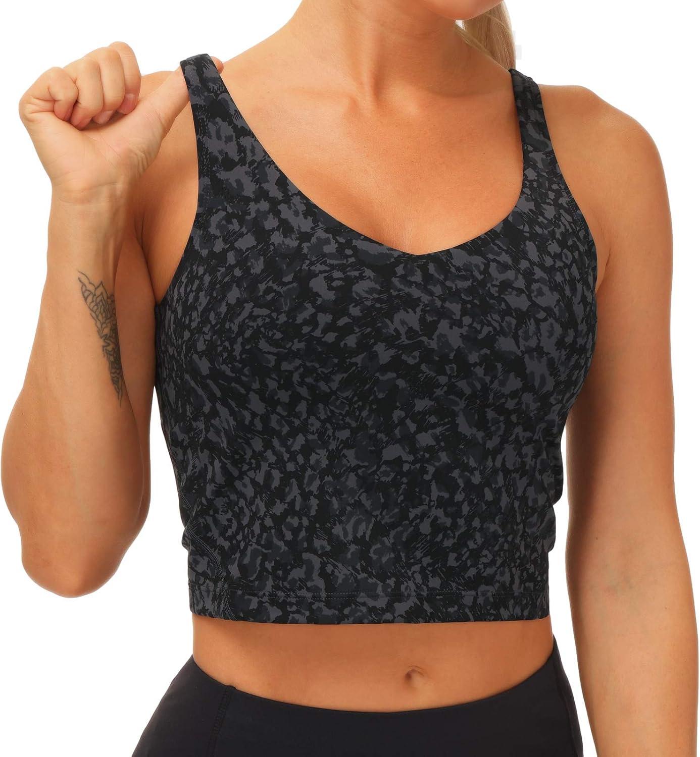 imageTHE GYM PEOPLE Womens Sports Bra Longline Wirefree Padded with Medium SupportGraffiti