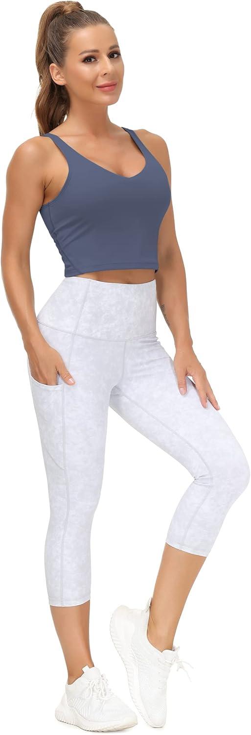 imageTHE GYM PEOPLE Womens Sports Bra Longline Wirefree Padded with Medium SupportInk Blue
