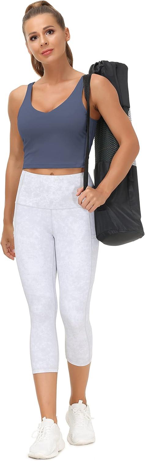 imageTHE GYM PEOPLE Womens Sports Bra Longline Wirefree Padded with Medium SupportInk Blue