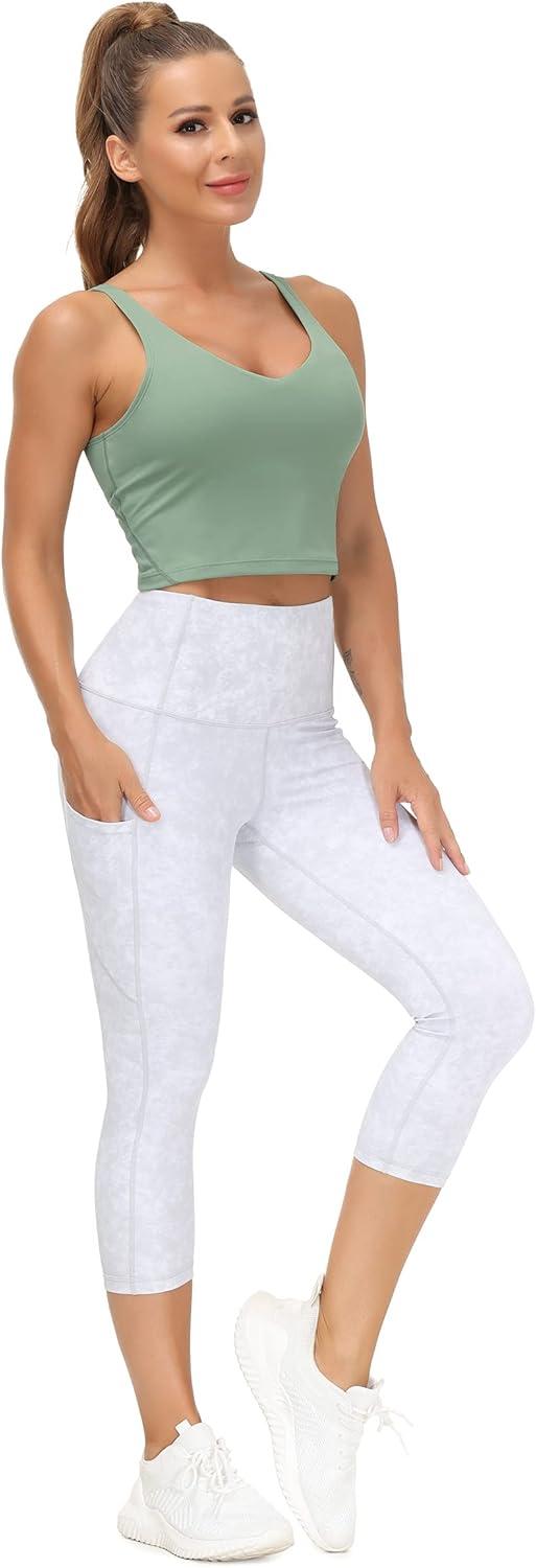 imageTHE GYM PEOPLE Womens Sports Bra Longline Wirefree Padded with Medium SupportJasmine Green
