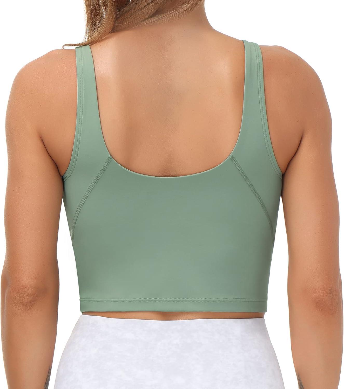 imageTHE GYM PEOPLE Womens Sports Bra Longline Wirefree Padded with Medium SupportJasmine Green