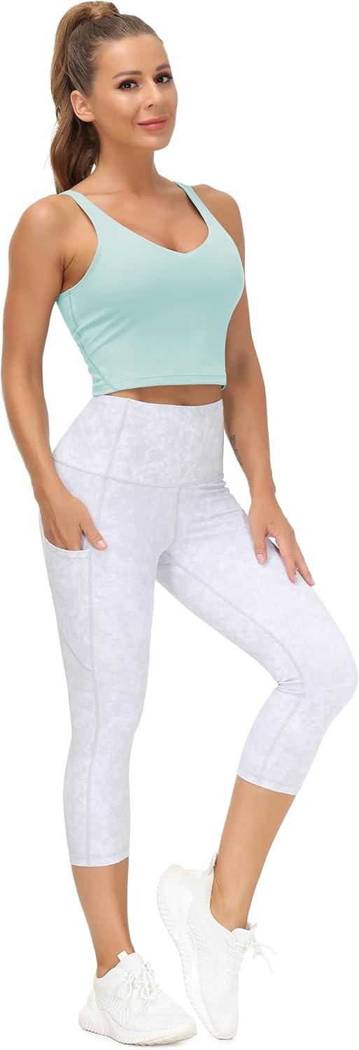 imageTHE GYM PEOPLE Womens Sports Bra Longline Wirefree Padded with Medium SupportLight Blue