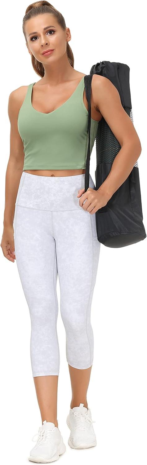 imageTHE GYM PEOPLE Womens Sports Bra Longline Wirefree Padded with Medium SupportLight Green